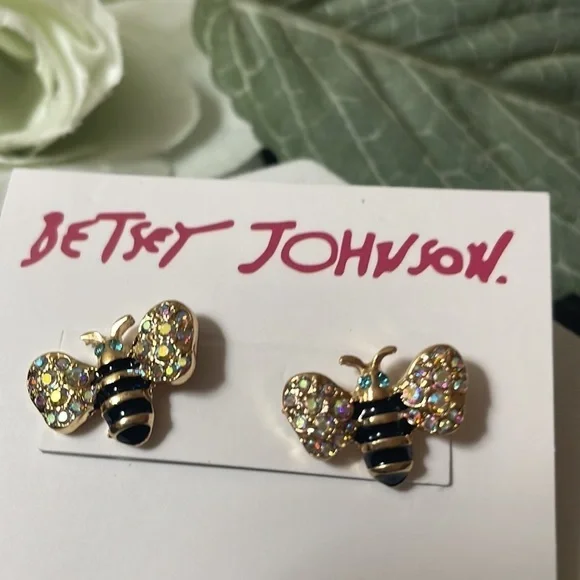 Betsy Johnson Bee Rhinestone Stud Earrings - Picture 6 of 12